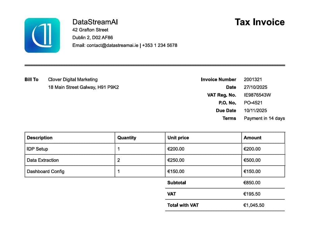 Irish Invoice
